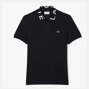 Lacoste Men's Jacquard Collar Lacoste Movement Polo Shirt in Black PH7647-51 031